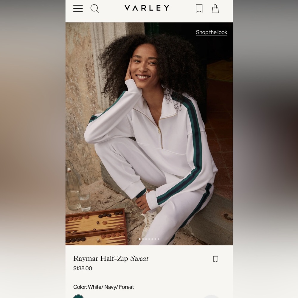 Varley White Zip-Up with Gold Accents - Picture 9 of 12